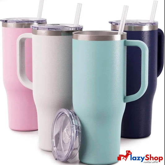 Stainless Steel Water Bottle Tumbler With Handle and Straw