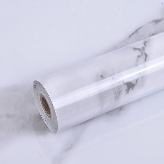 Pack Of 2 White Marble Wallpaper Peel and Stick Waterproof (60X200)