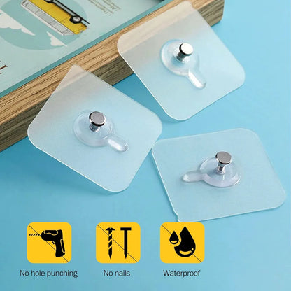 Pack Of 10 Transparent Adhesive Hooks