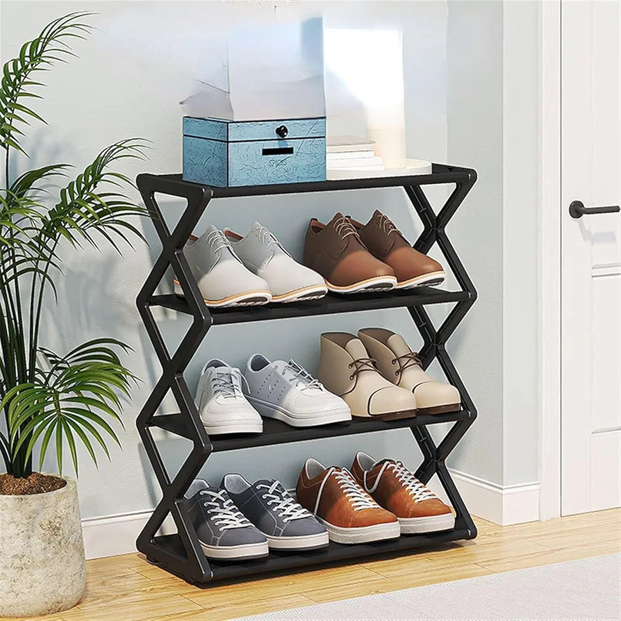 4 Layer X-Shaped Shoe Rack