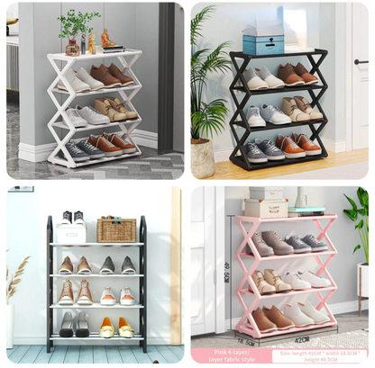 4 Layer X-Shaped Shoe Rack