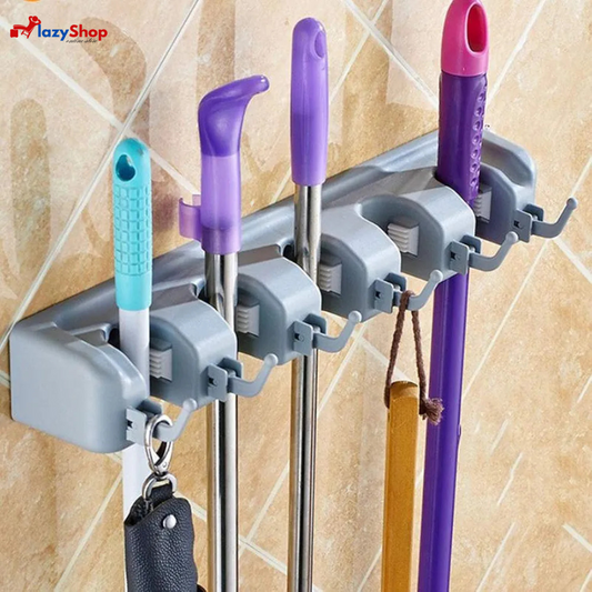 2 in 1 (5 Slot Wall Mounted mop & Broom Hanger)