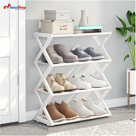 4 Layer X-Shaped Shoe Rack