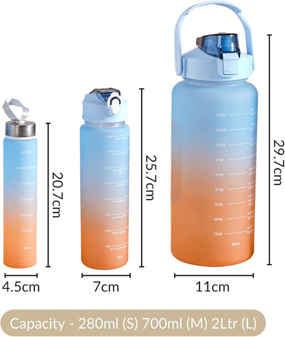 3 Pieces Combo Motivational Water Bottle Set