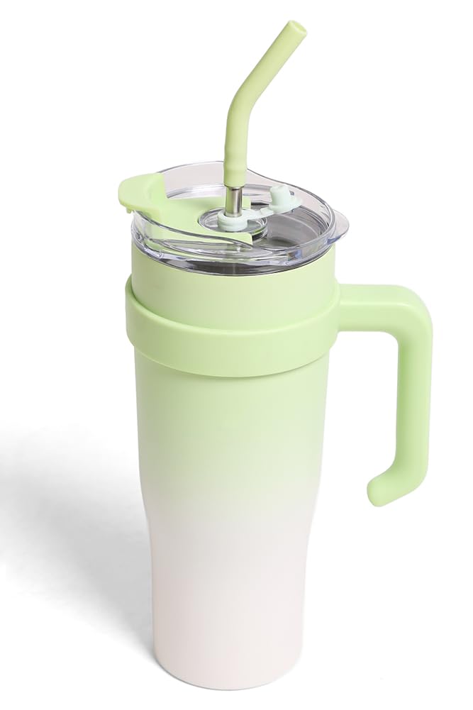 Double Wall 40oz Vacuum Insulated Tumbler(Green & White)