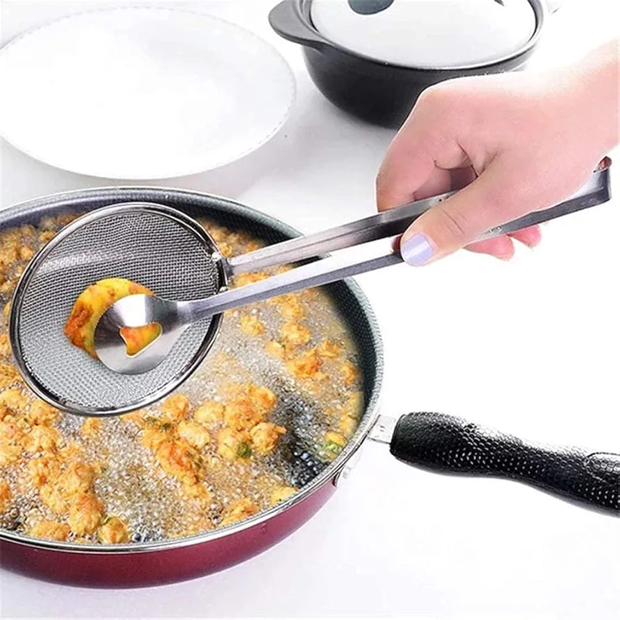 Multi-functional 2 in 1 Fry Tool Filter Spoon Strainer With Clip