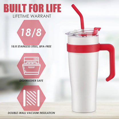 Double Wall 40oz Vacuum Insulated Tumbler (Red & White)