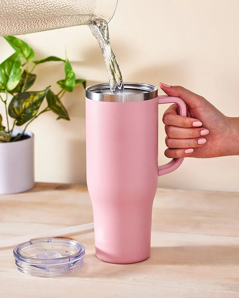 Stainless Steel Water Bottle Tumbler With Handle and Straw