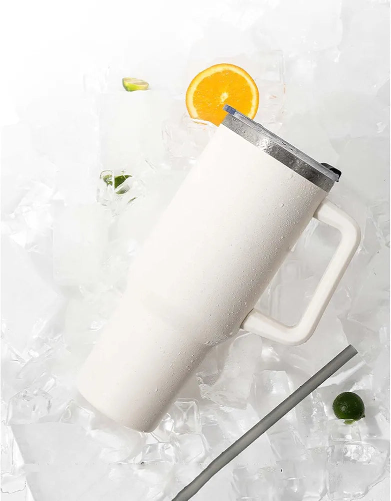 Stainless Steel Water Bottle Tumbler With Handle and Straw